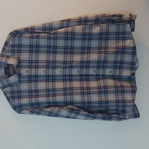 Untuckit Grey and Blue Plaid Casual Button Down Shirt 100% Cotton Size XLarge